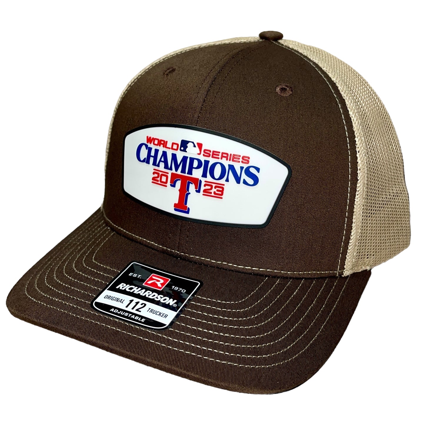 Texas Rangers 2023 World Series Champions 3D Snapback Trucker Hat- Brown/ Tan