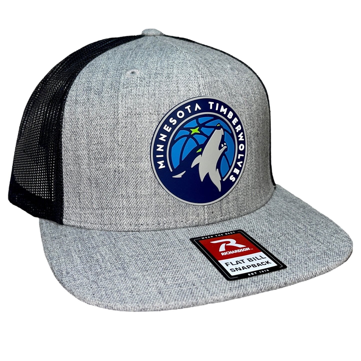 Minnesota Timberwolves 3D Wool Blend Flat Bill Hat- Heather Grey/ Black - Ten Gallon Hat Co.