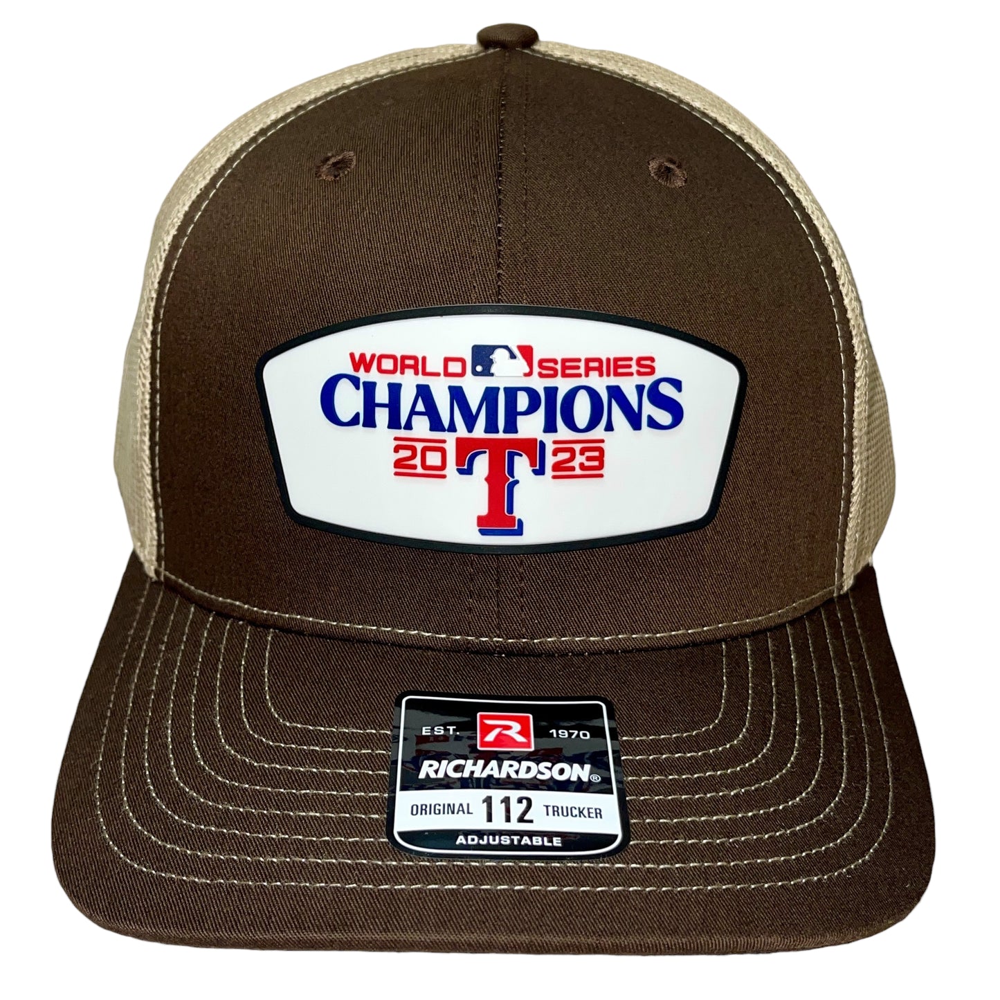 Texas Rangers 2023 World Series Champions 3D Snapback Trucker Hat- Brown/ Tan