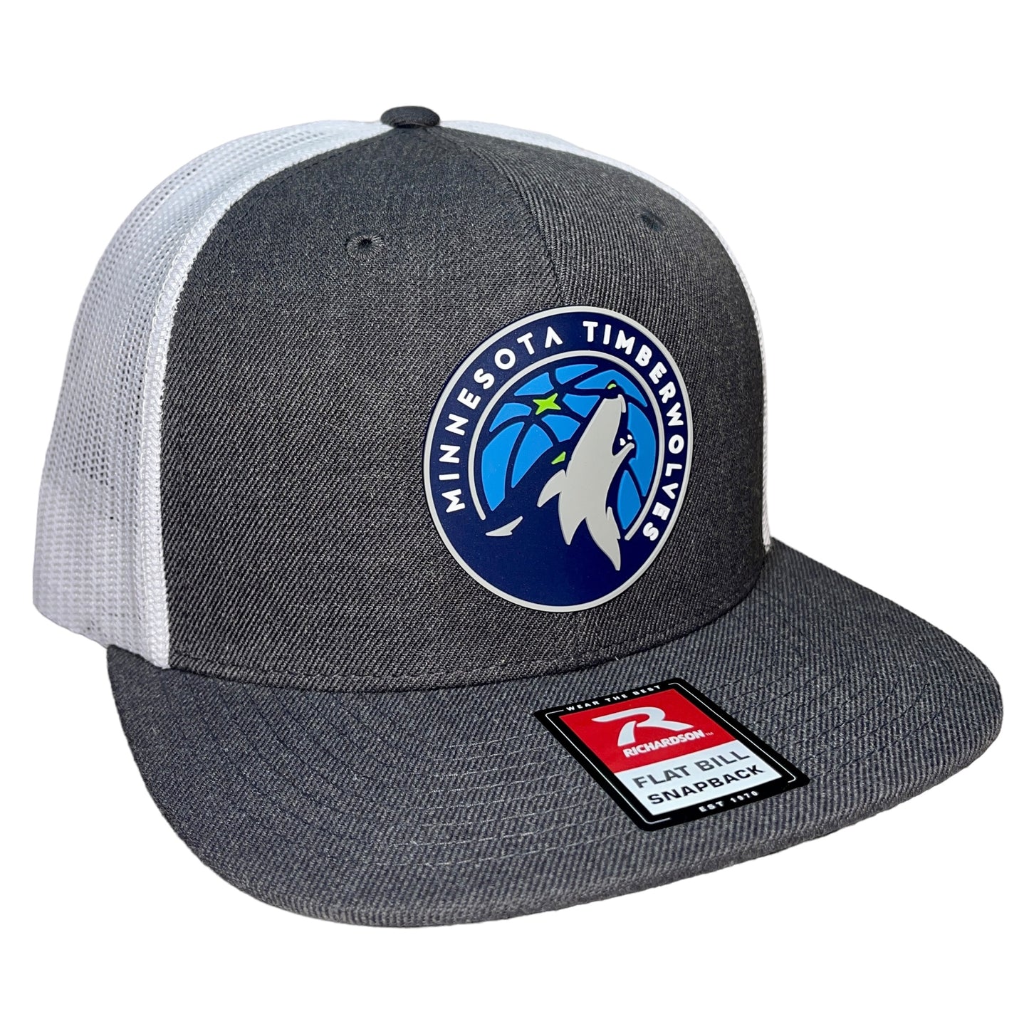 Minnesota Timberwolves 3D Wool Blend Flat Bill Hat- Heather Charcoal/ White - Ten Gallon Hat Co.