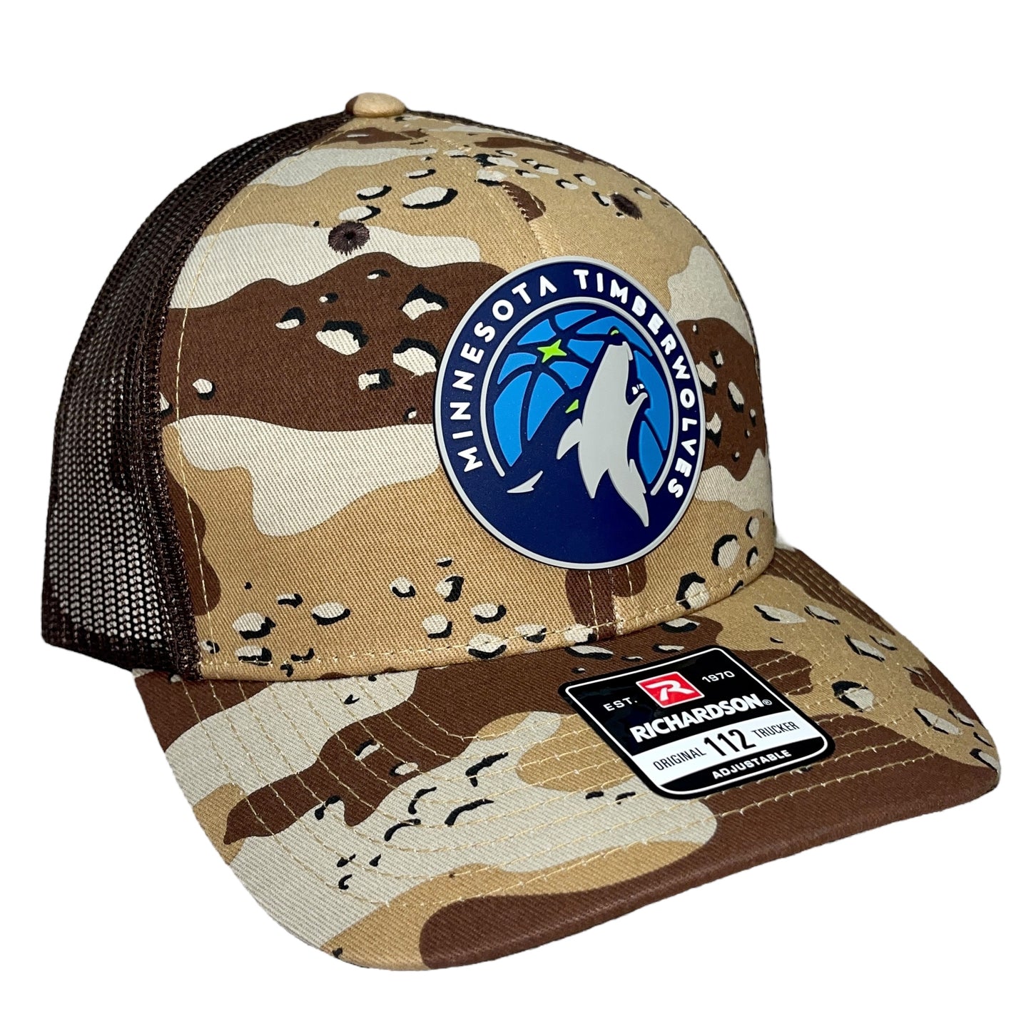 Minnesota Timberwolves 3D Snapback Trucker Hat- Desert Camo/ Brown - Ten Gallon Hat Co.