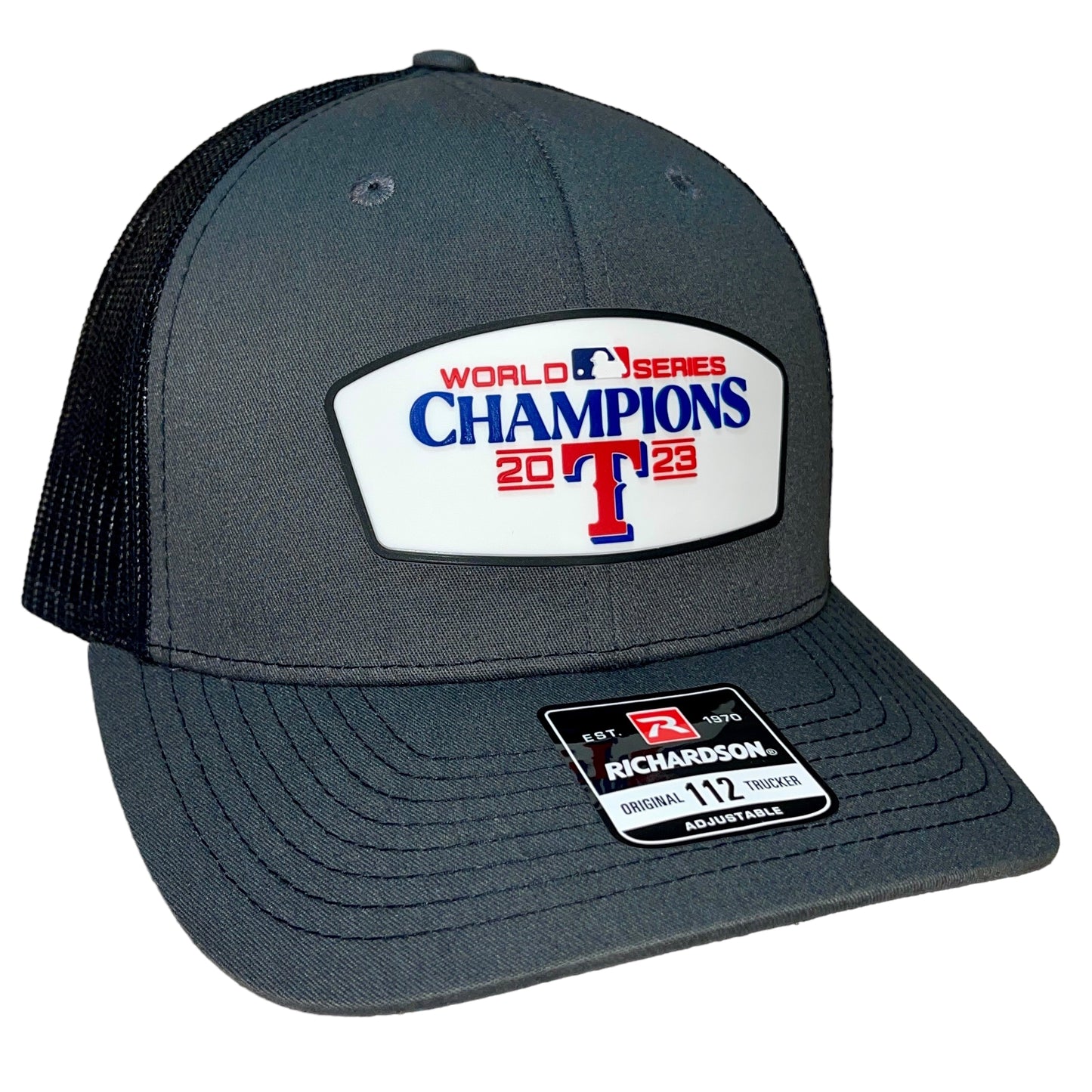 Texas Rangers 2023 World Series Champions 3D Snapback Trucker Hat- Charcoal/ Black