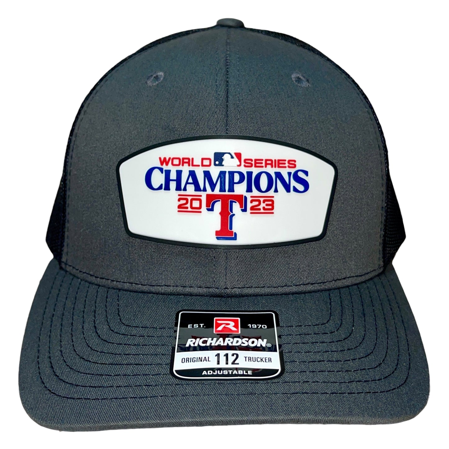 Texas Rangers 2023 World Series Champions 3D Snapback Trucker Hat- Charcoal/ Black