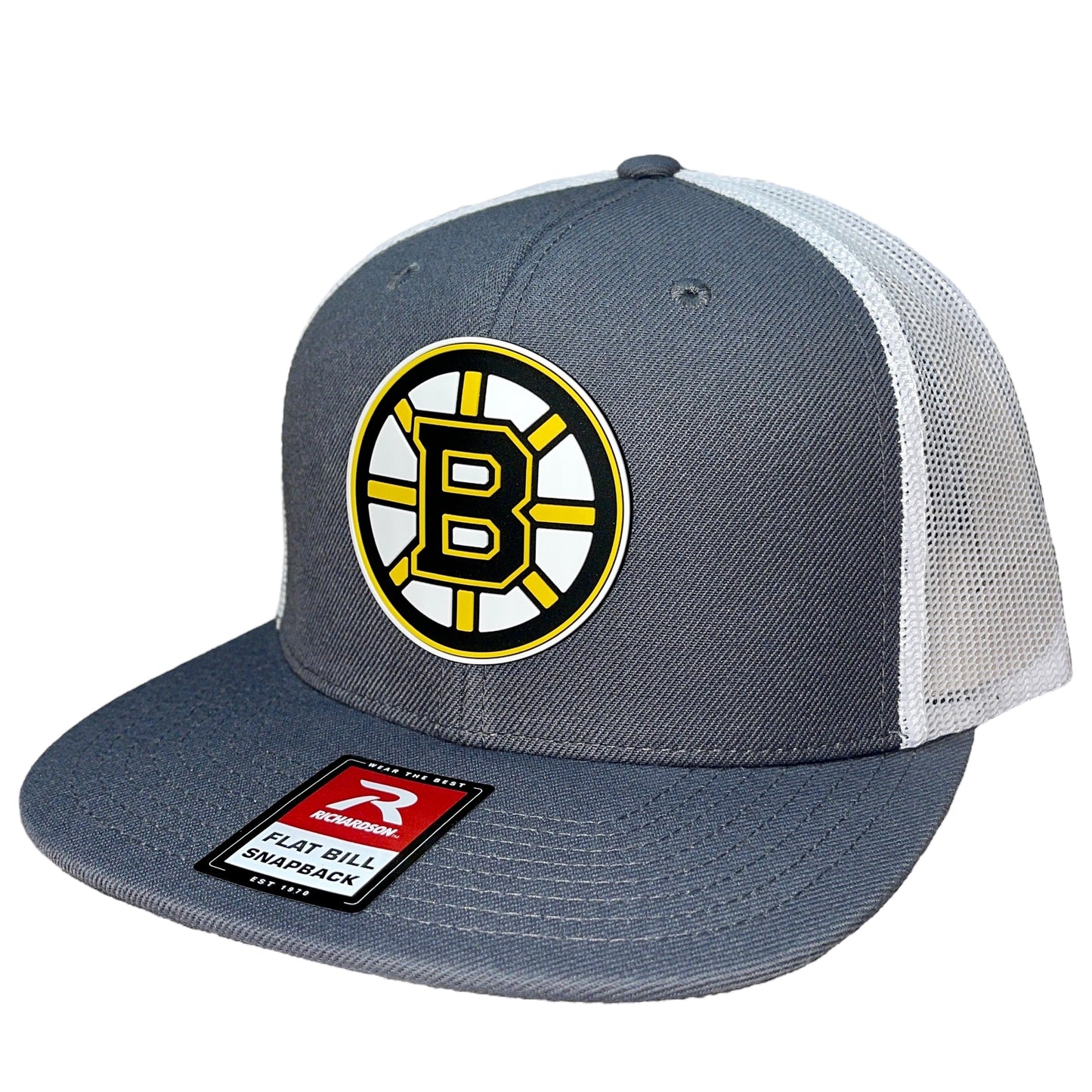 Boston Bruins 3D Wool Blend Flat Bill Hat- Charcoal/ White - Ten Gallon Hat Co.