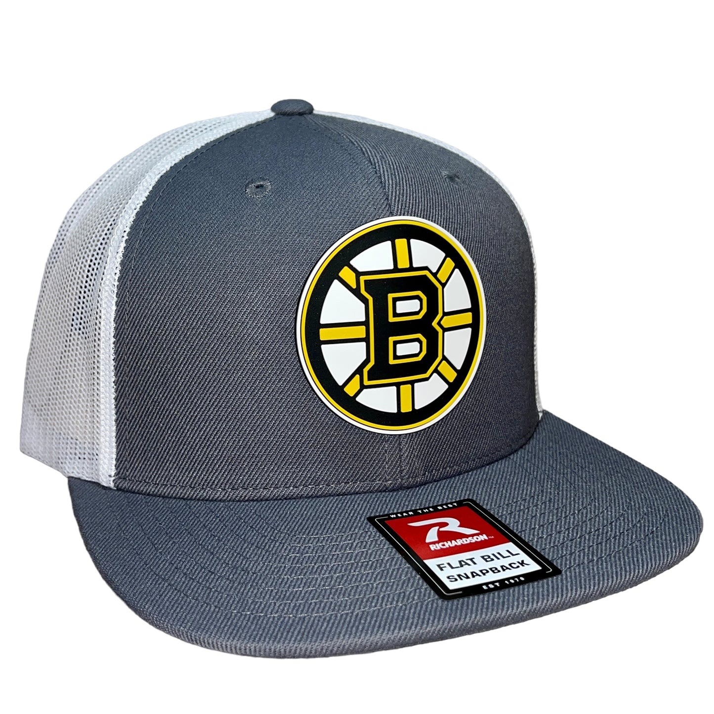 Boston Bruins 3D Wool Blend Flat Bill Hat- Charcoal/ White - Ten Gallon Hat Co.