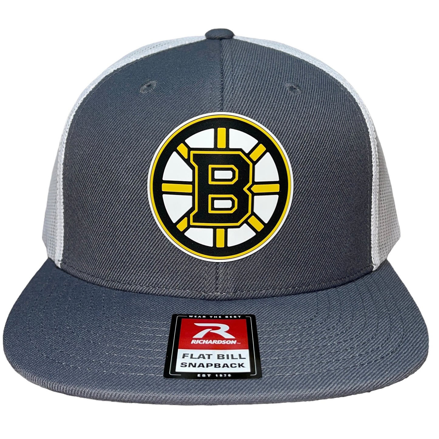 Boston Bruins 3D Wool Blend Flat Bill Hat- Charcoal/ White - Ten Gallon Hat Co.