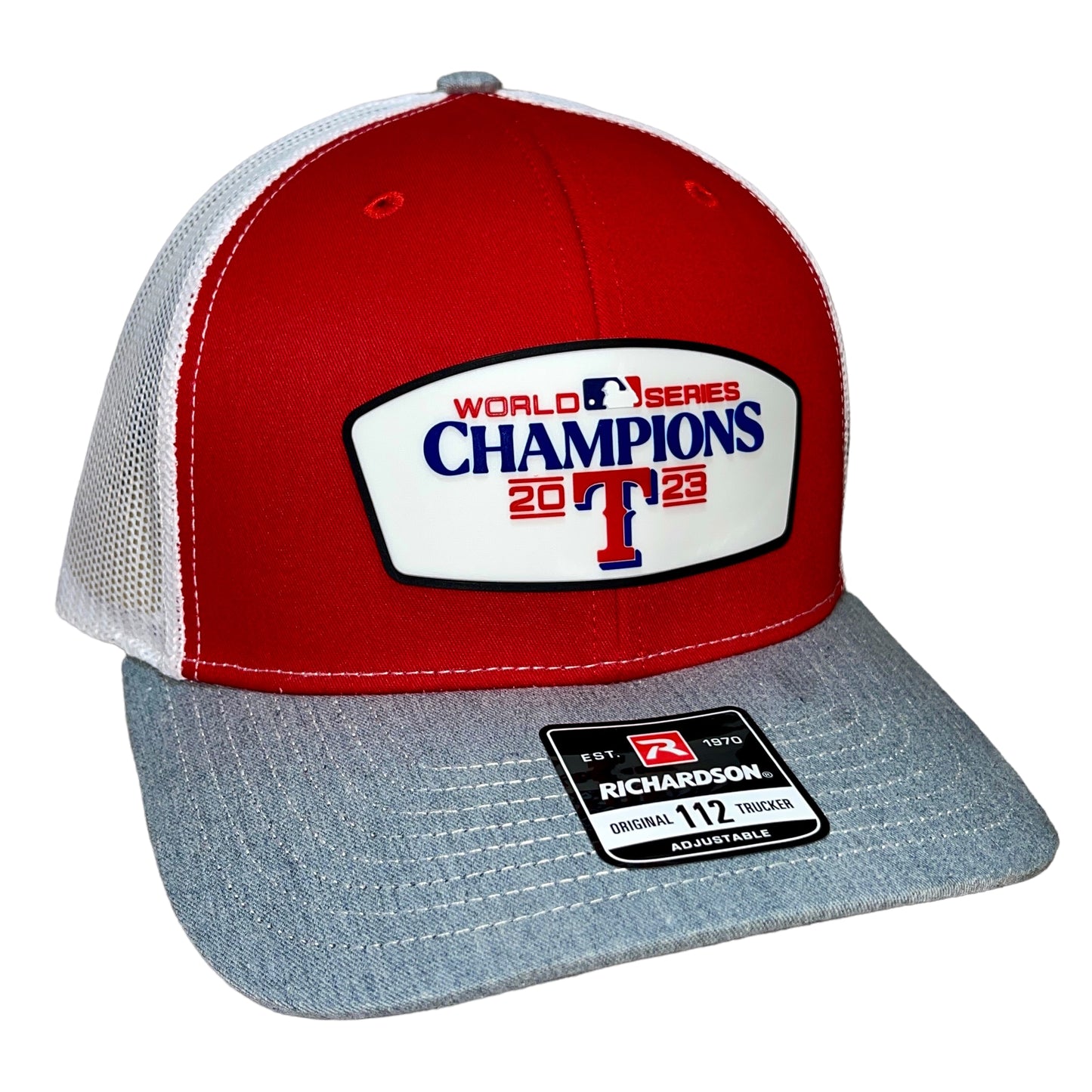 Texas Rangers 2023 World Series Champions 3D Snapback Trucker Hat- Red/ White/ Heather Grey