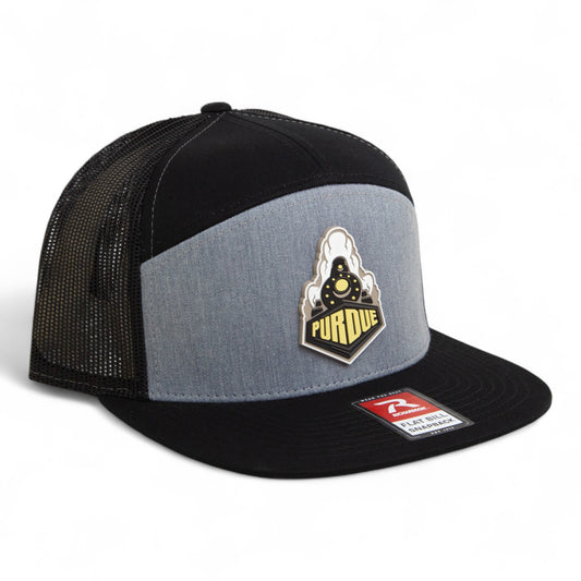 Purdue Boilermaker Special 3D Snapback Seven-Panel Flat Bill Trucker Hat- Heather Grey/ Black