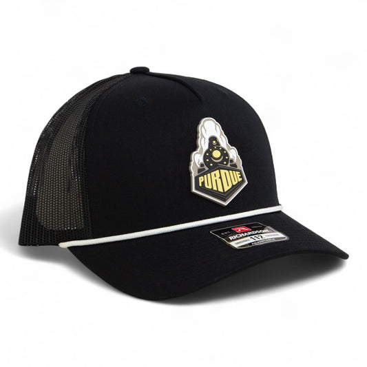 Purdue Boilermaker Special 3D Snapback Trucker Rope Hat- Black/ White