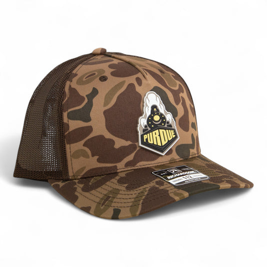 Purdue Boilermaker Special 3D Snapback Trucker Hat- Bark Duck Camo/ Brown