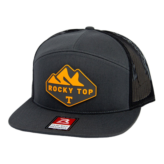 Tennessee Volunteers 2024 Men's College World Series 3D Snapback Seven-Panel Flat Bill Trucker Hat- Charcoal/ Black