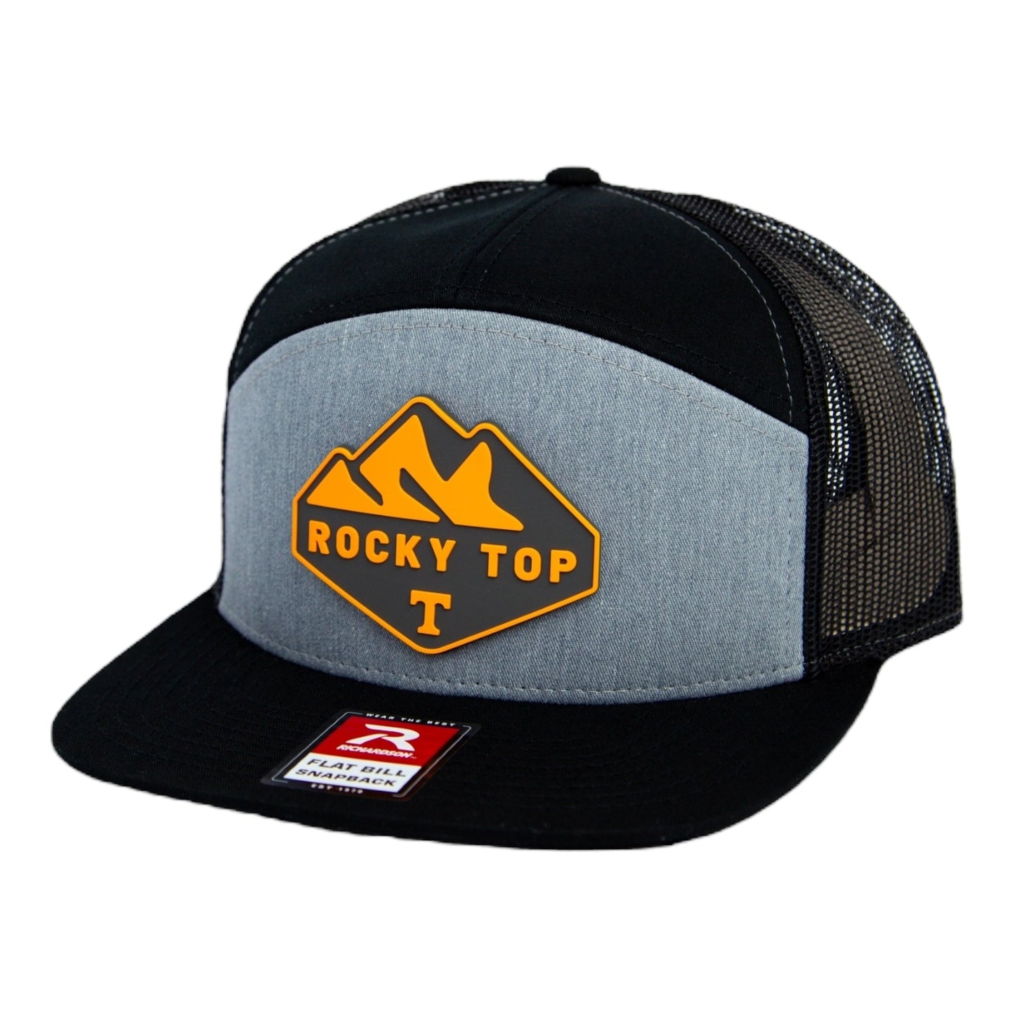 Tennessee Volunteers 2024 Men's College World Series 3D Snapback Seven-Panel Flat Bill Trucker Hat- Heather Grey/ Black