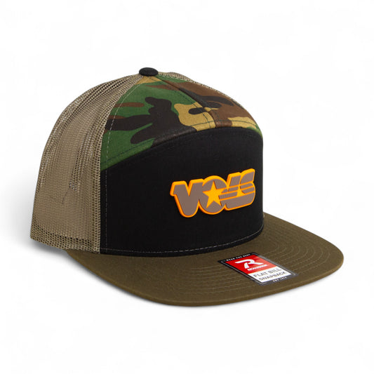 Tennessee Volunteers Retro VOLS Star Charcoal 3D Snapback Seven-Panel Flat Bill Trucker Hat- Black/ Loden/ Camo
