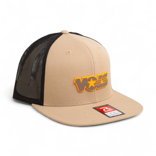 Tennessee Volunteers Retro VOLS Star Charcoal 3D Wool Blend Flat Bill Hat- Tan/ Black