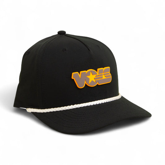 Tennessee Volunteers Retro VOLS Star Charcoal 3D Five Panel Classic Rope Hat- Black/ White