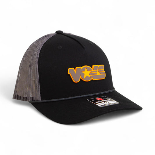 Tennessee Volunteers Retro VOLS Star Charcoal 3D Snapback Trucker Rope Hat- Black/ Charcoal