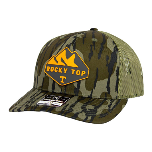 Tennessee Volunteers 2024 Men's College World Series 3D Snapback Trucker Hat- Mossy Oak Bottomland/ Loden