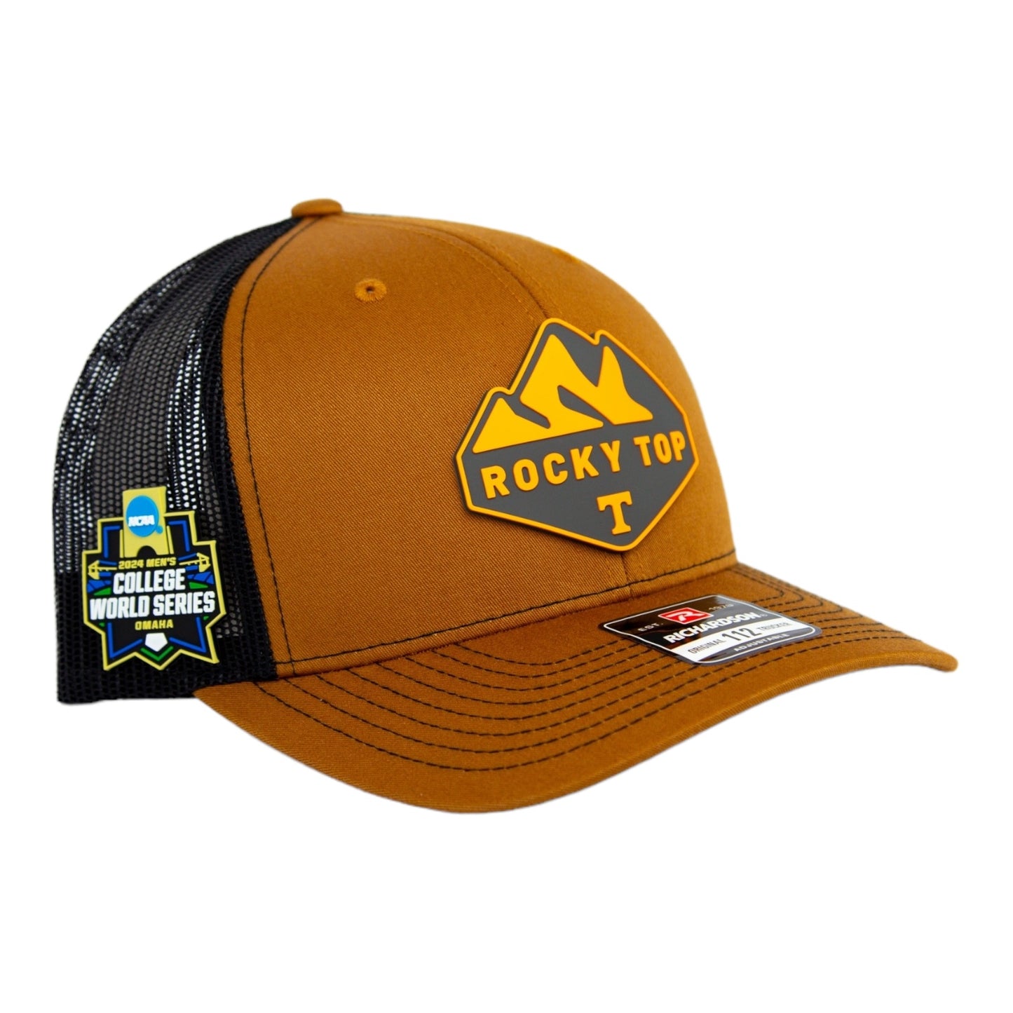 Tennessee Volunteers 2024 Men's College World Series 3D Snapback Trucker Hat- Carmel/ Black