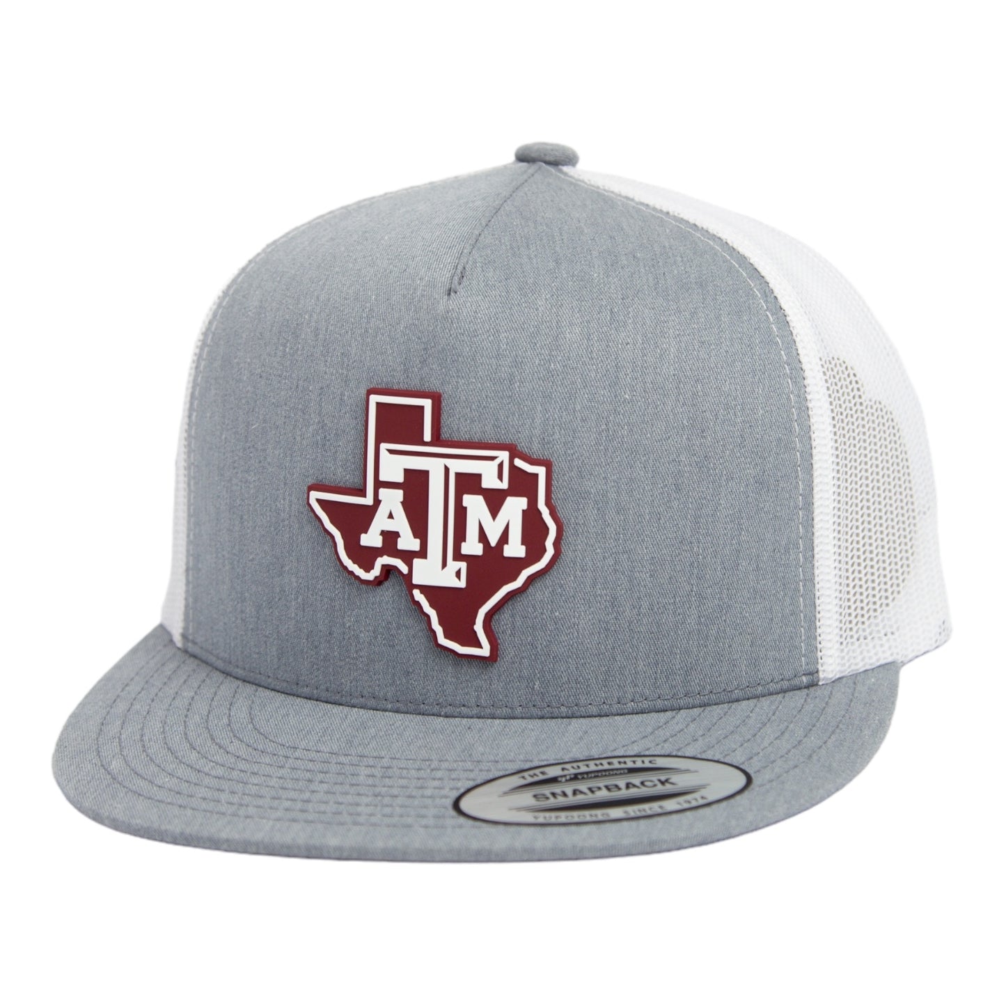 Texas A&M Aggies 2024 Men's College World Series 3D YP Snapback Flat Bill Trucker Hat- Heather Grey/ White