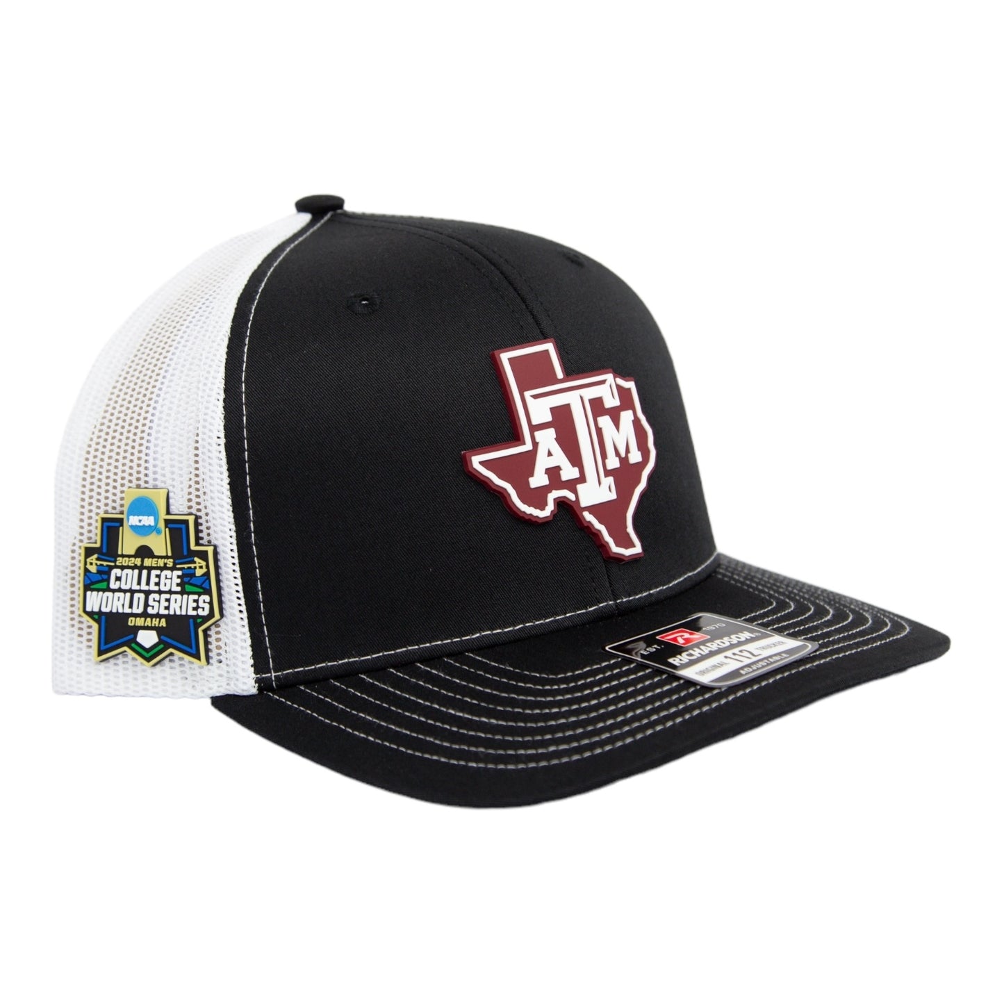 Texas A&M Aggies 2024 Men's College World Series 3D Snapback Trucker Hat- Black/ White