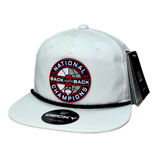 UConn Huskies Back-To-Back NCAA Men's Basketball National Champions 3D Classic Rope Hat- White/ Black