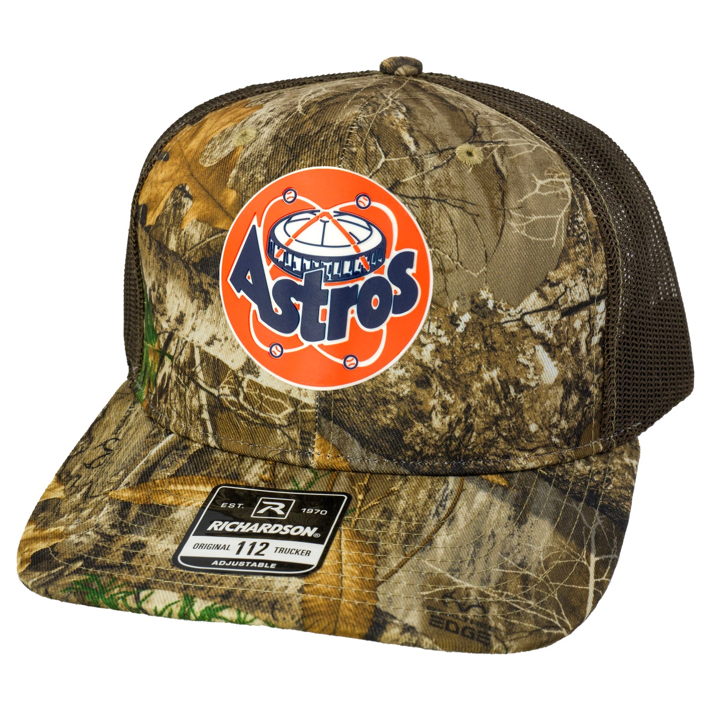Astros Retro Astrodome Classic 3D Patterned Snapback Trucker Hat- Realtree Edge/ Brown - Ten Gallon Hat Co.