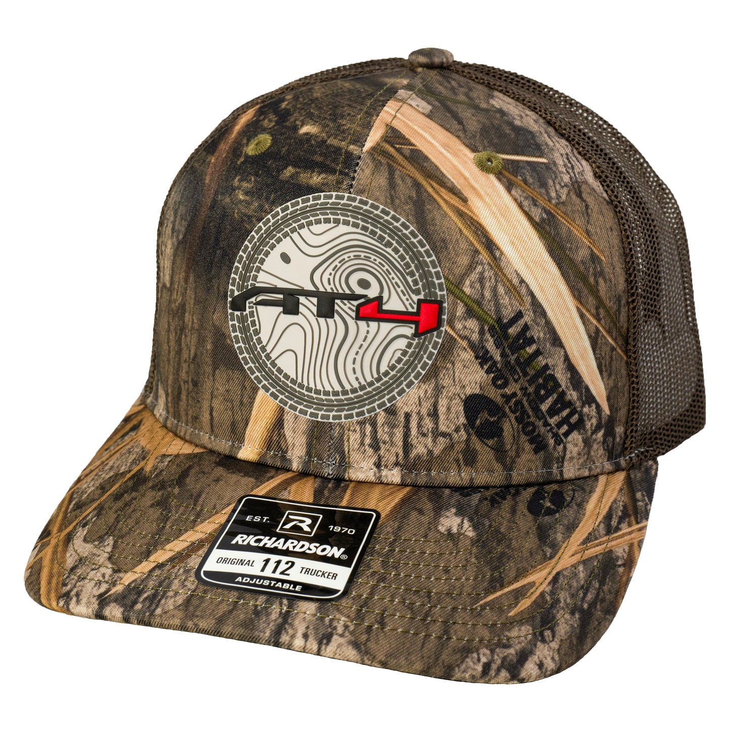 AT4 3D Patterned Snapback Trucker Hat- Mossy Oak Habitat/ Brown - Ten Gallon Hat Co.