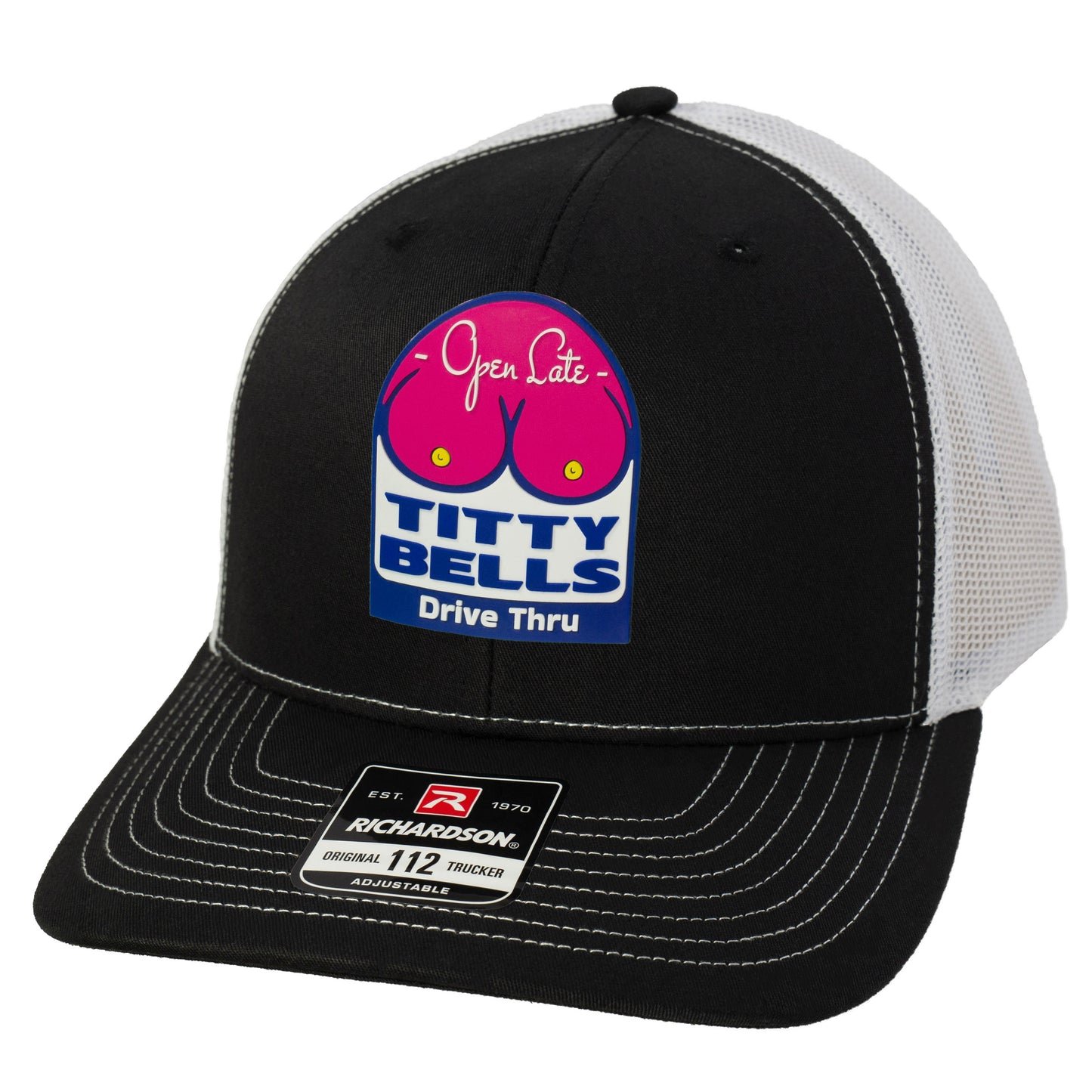 Titty Bells 3D PVC Patch Hat- Black/ White - Ten Gallon Hat Co.