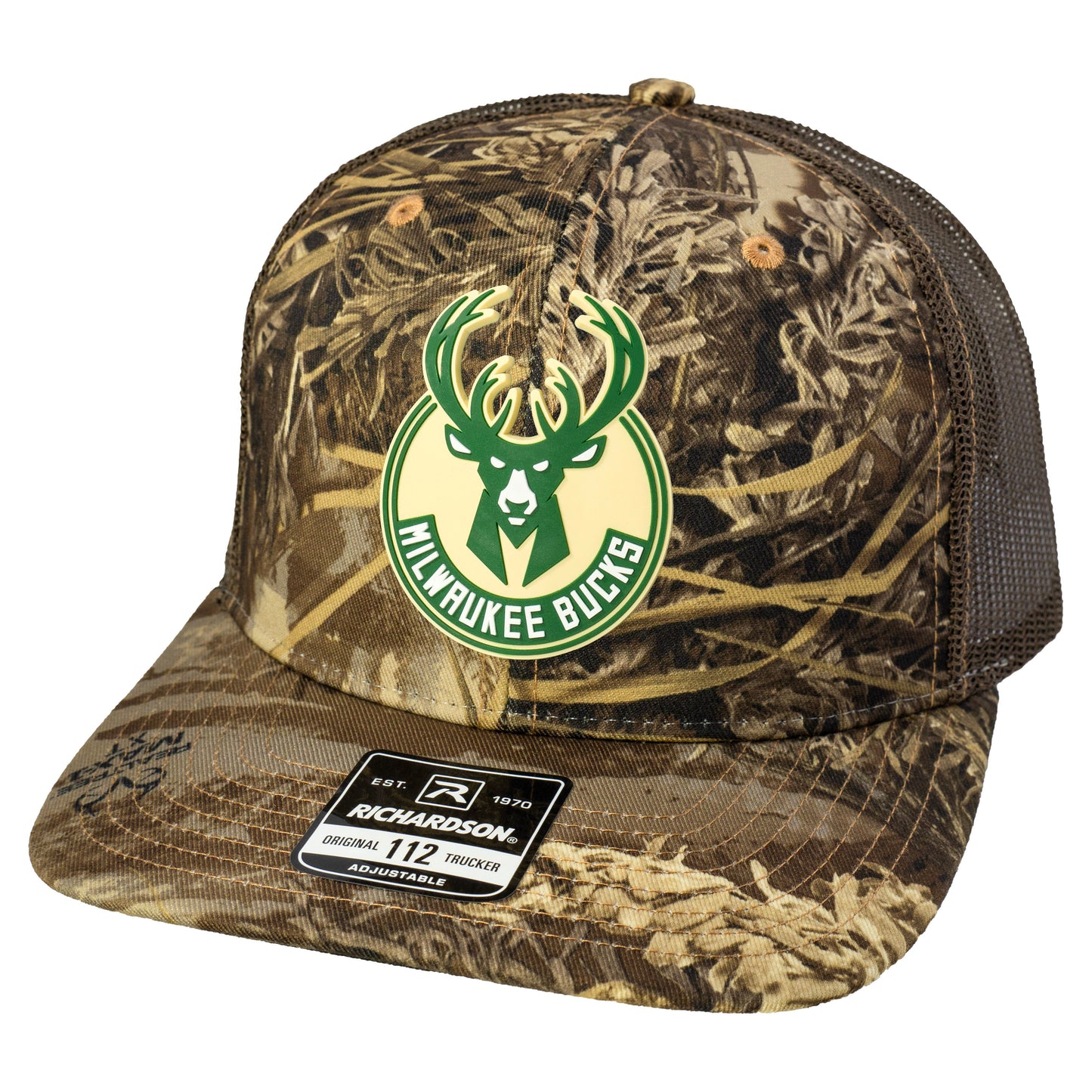 Milwaukee Bucks 3D Patterned Snapback Trucker Hat- Realtree Max-1/ Brown - Ten Gallon Hat Co.