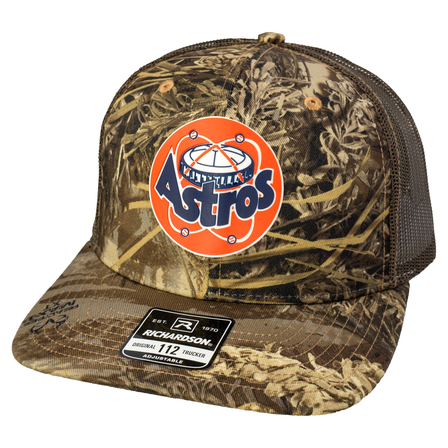 Astros Retro Astrodome 3D Patterned Snapback Trucker Hat- Realtree Max-1/ Brown - Ten Gallon Hat Co.