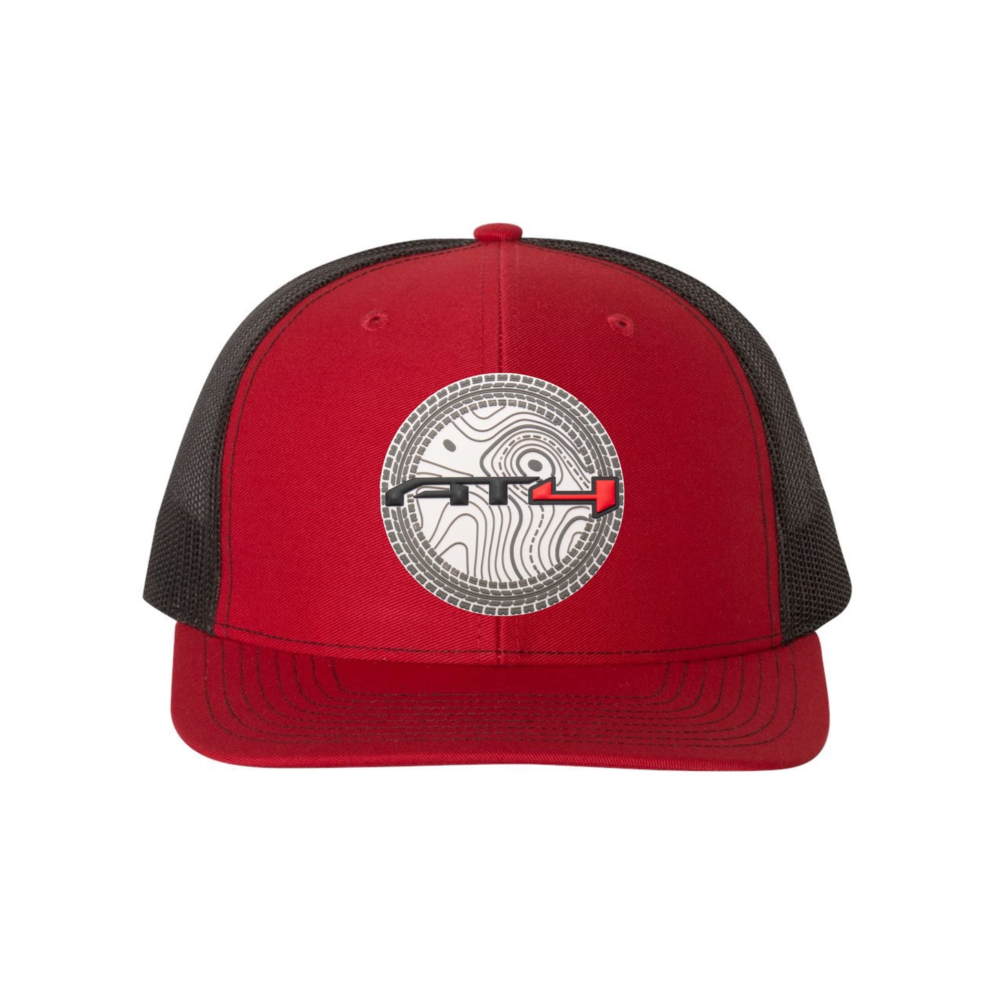 AT4 3D Topo Snapback Trucker Hat- Red/ Black - Ten Gallon Hat Co.