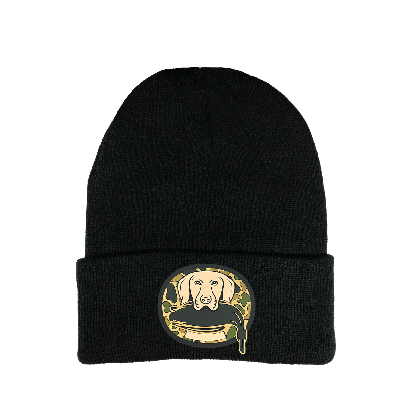 Just Retrievin' - T.G.H.C Original 3D Patch Design 12 in Knit Beanie- Black - Ten Gallon Hat Co.