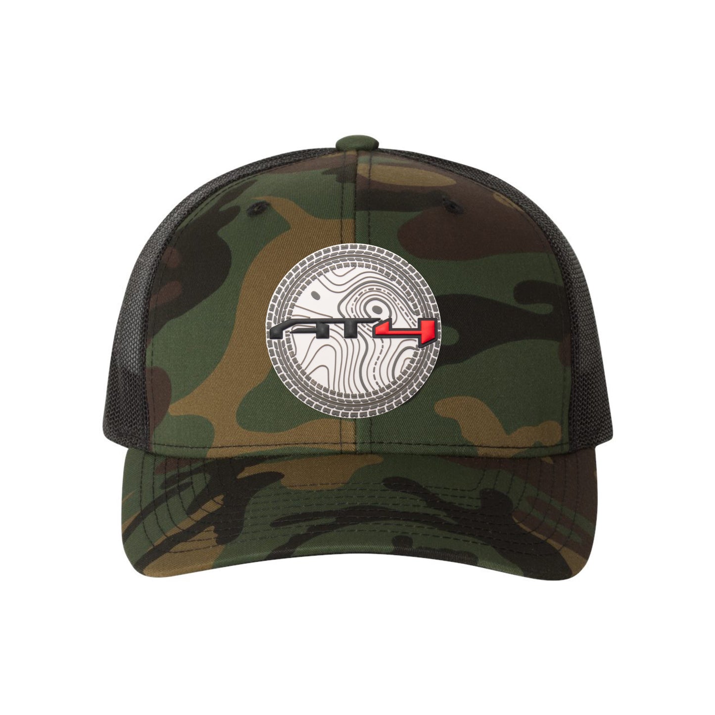 AT4 3D Topo YP Snapback Trucker Hat- Army Camo/ Black - Ten Gallon Hat Co.