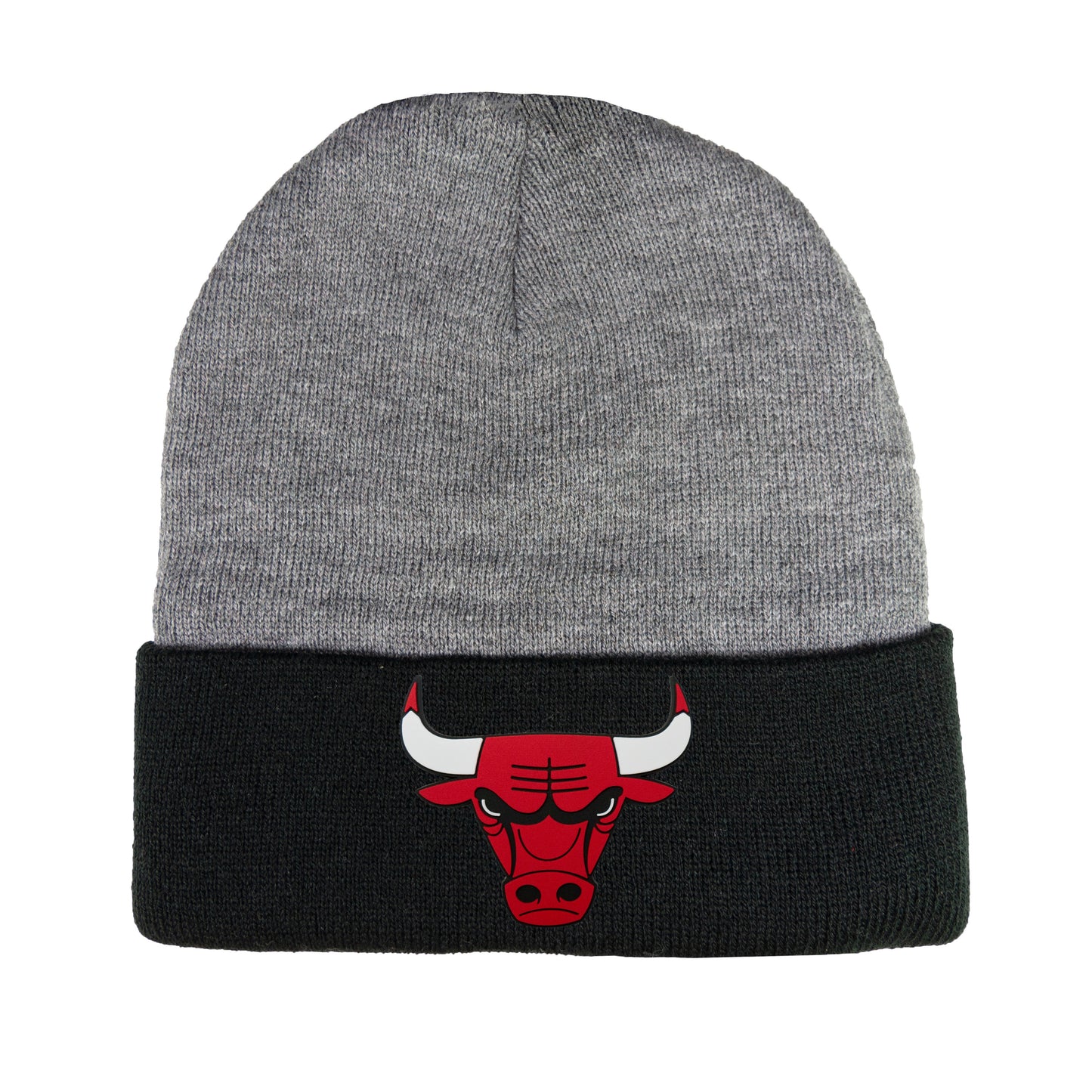 Chicago Bulls 3D 12 in Knit Beanie- Dark Heather Grey/ Black - Ten Gallon Hat Co.