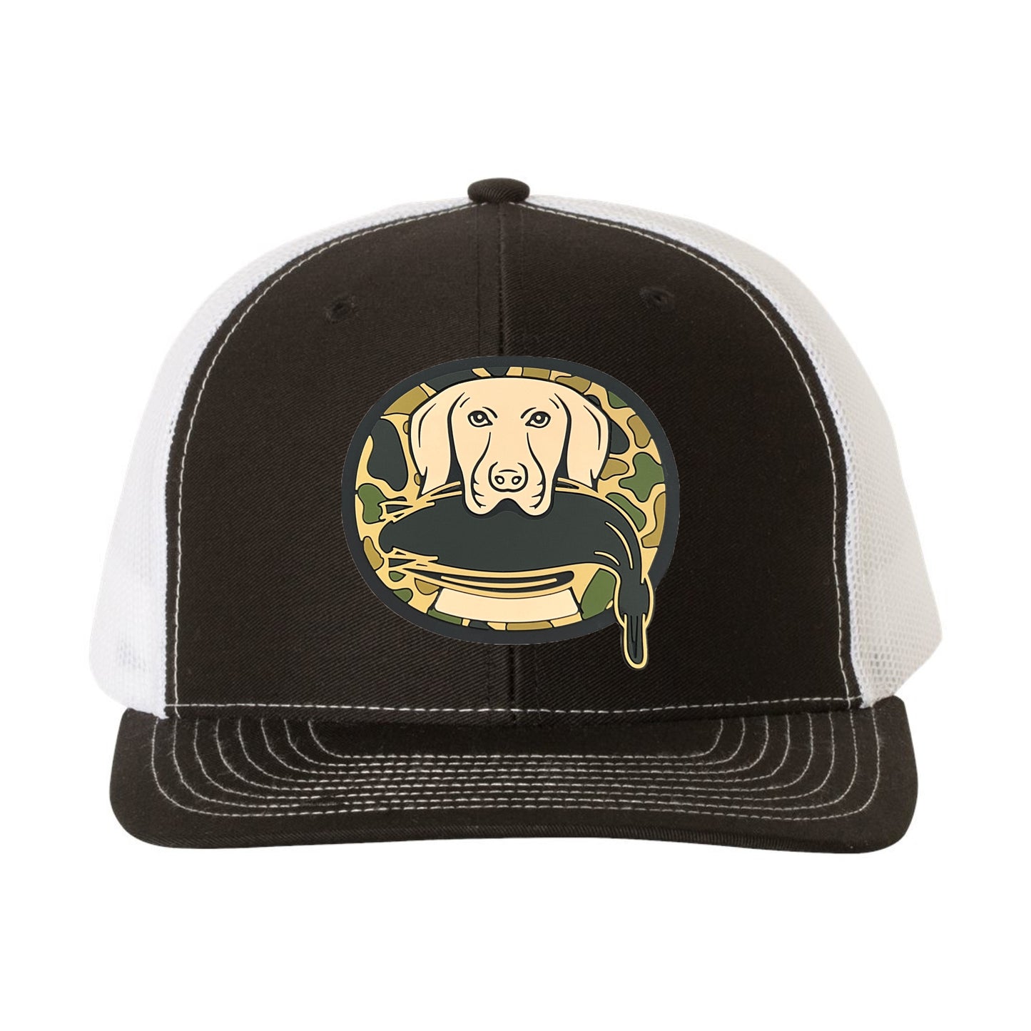Just Retrievin' - T.G.H.C Original 3D Duck Hunting YP Snapback Trucker Hat- Black/ White - Ten Gallon Hat Co.