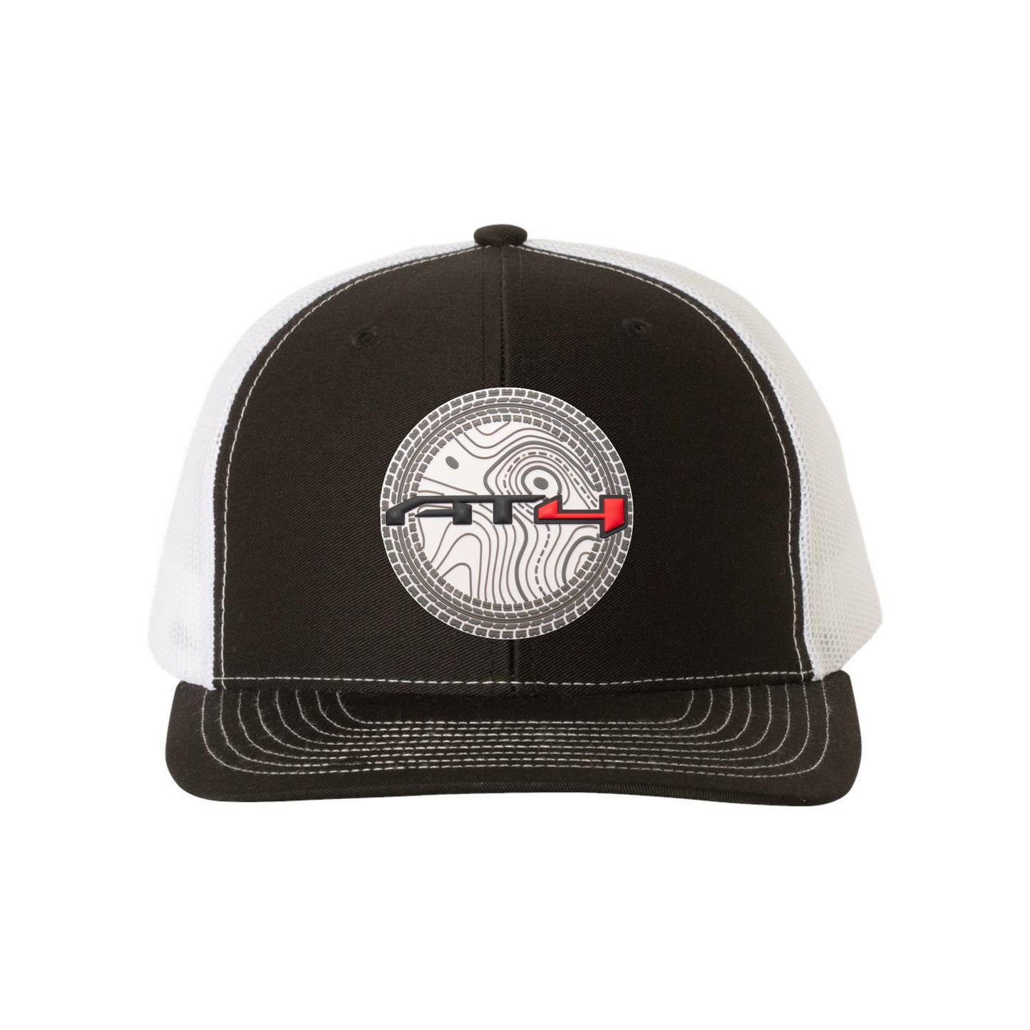 AT4 3D Topo YP Snapback Trucker Hat- Black/ White - Ten Gallon Hat Co.
