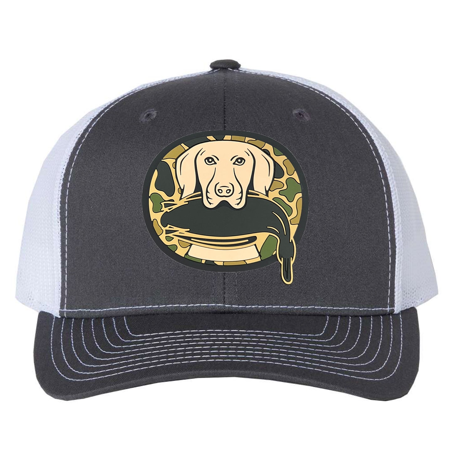 Just Retrievin' - T.G.H.C Original 3D Duck Hunting Snapback Trucker Hat- Charcoal/ White - Ten Gallon Hat Co.