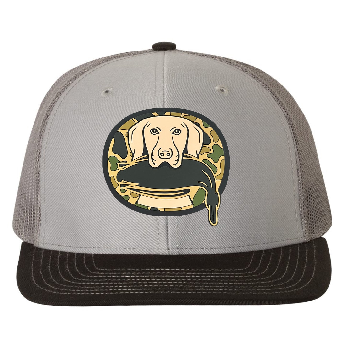 Just Retrievin' - T.G.H.C Original 3D Duck Hunting Snapback Trucker Hat- Grey/ Charcoal/ Black - Ten Gallon Hat Co.
