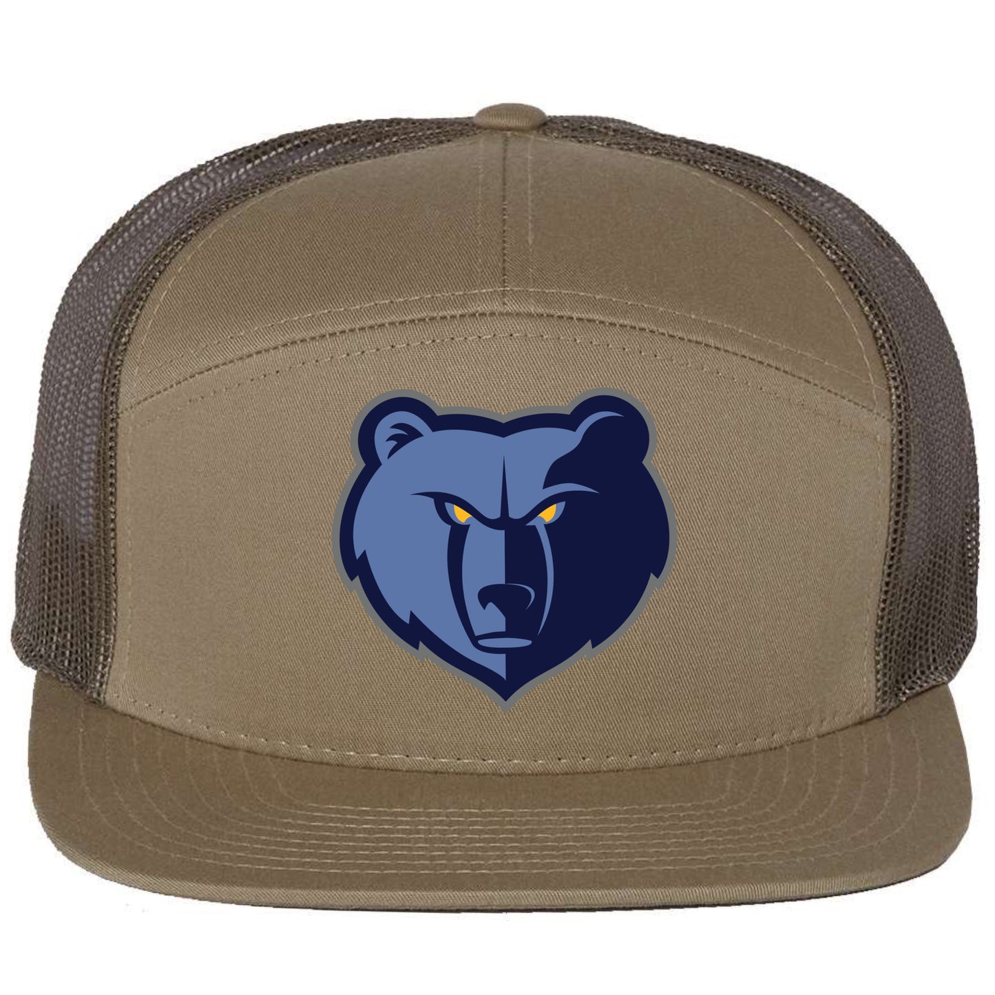 Memphis Grizzlies 3D Snapback Seven-Panel Trucker Hat- Pale Khaki/ Loden Green - Ten Gallon Hat Co.