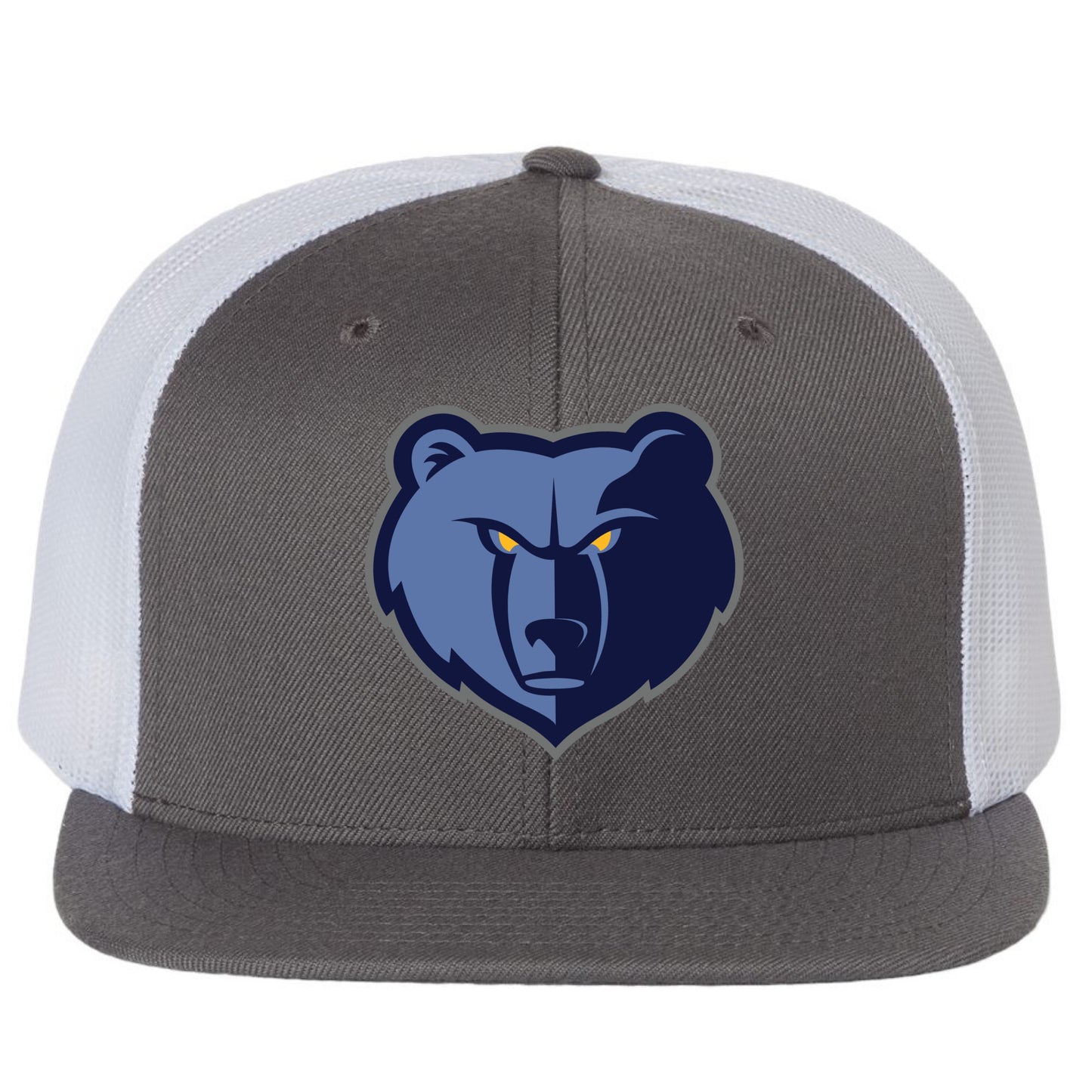 Memphis Grizzlies 3D PVC Patch Wool Blend Flat Bill Hat- Charcoal/ White - Ten Gallon Hat Co.
