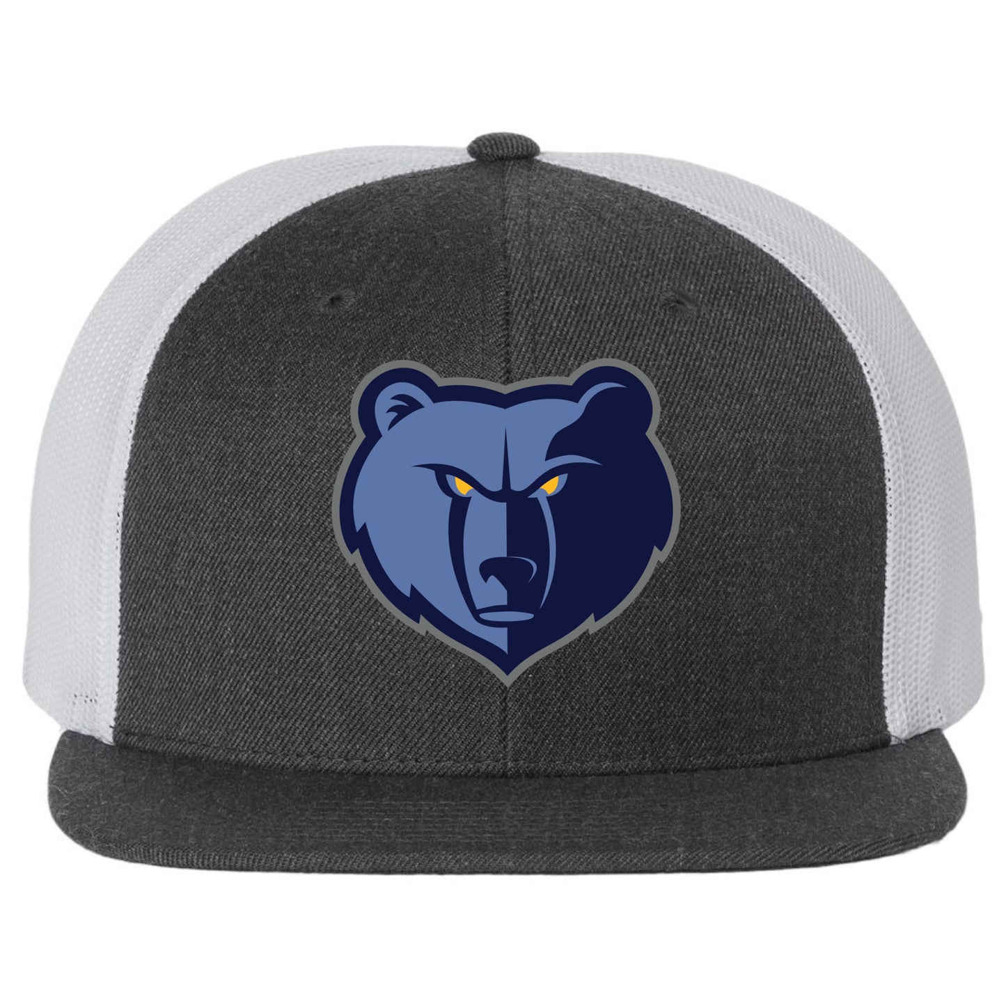 Memphis Grizzlies 3D PVC Patch Wool Blend Flat Bill Hat- Heather Charcoal/ White - Ten Gallon Hat Co.