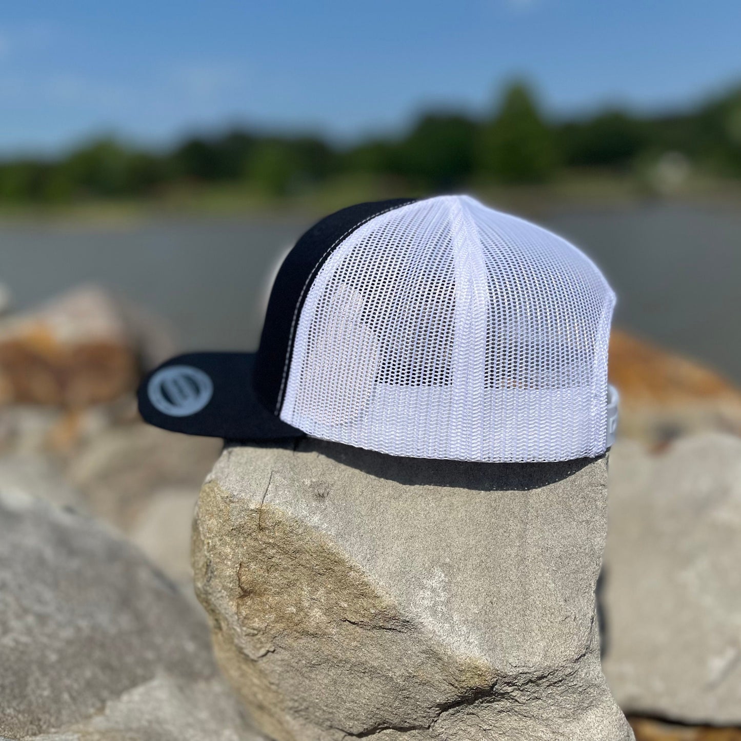 AT4 3D Topo YP Snapback Trucker Hat- Black/ White - Ten Gallon Hat Co.
