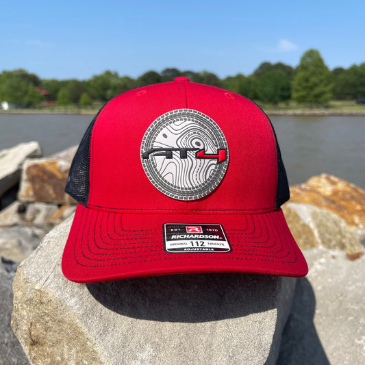 AT4 3D Topo Snapback Trucker Hat- Red/ Black - Ten Gallon Hat Co.