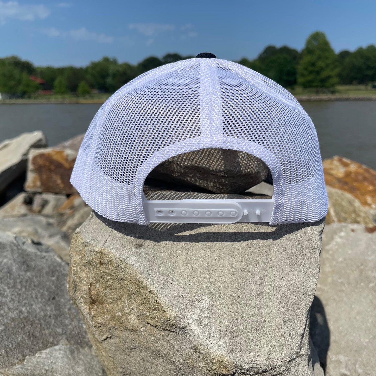 AT4 3D Topo YP Snapback Trucker Hat- Black/ White - Ten Gallon Hat Co.
