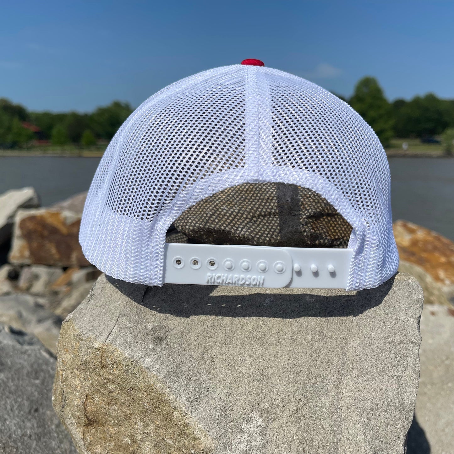 AT4 3D Topo Snapback Trucker Hat- Black/ White/ Red - Ten Gallon Hat Co.