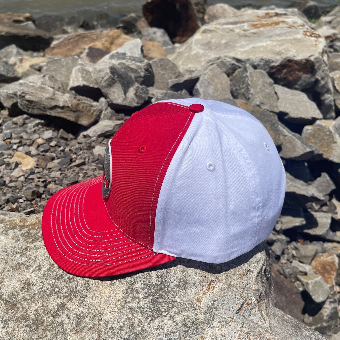 AT4 3D Topo Twill Back Trucker Hat- Red/ White - Ten Gallon Hat Co.