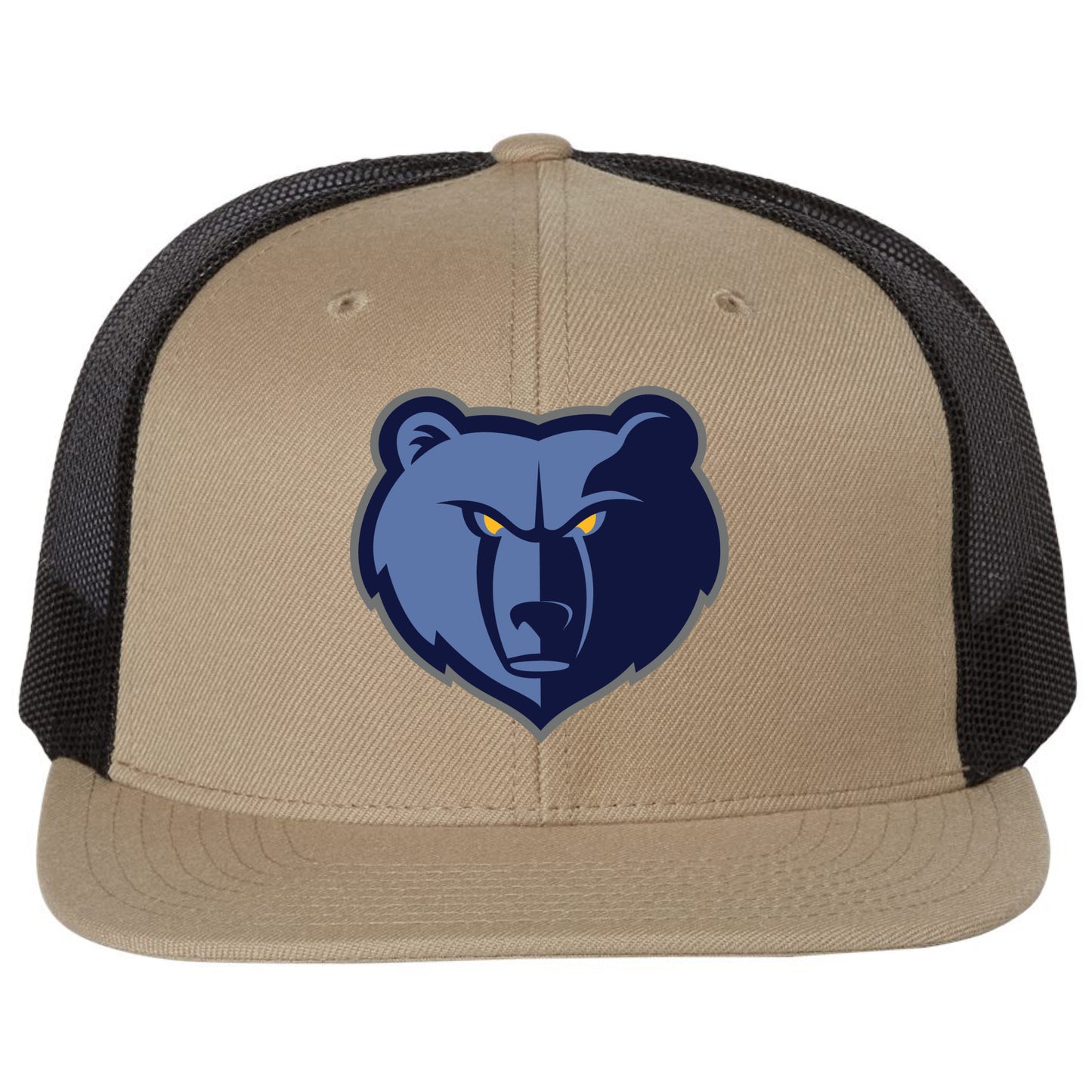 Memphis Grizzlies 3D PVC Patch Wool Blend Flat Bill Hat- Khaki/ Black - Ten Gallon Hat Co.