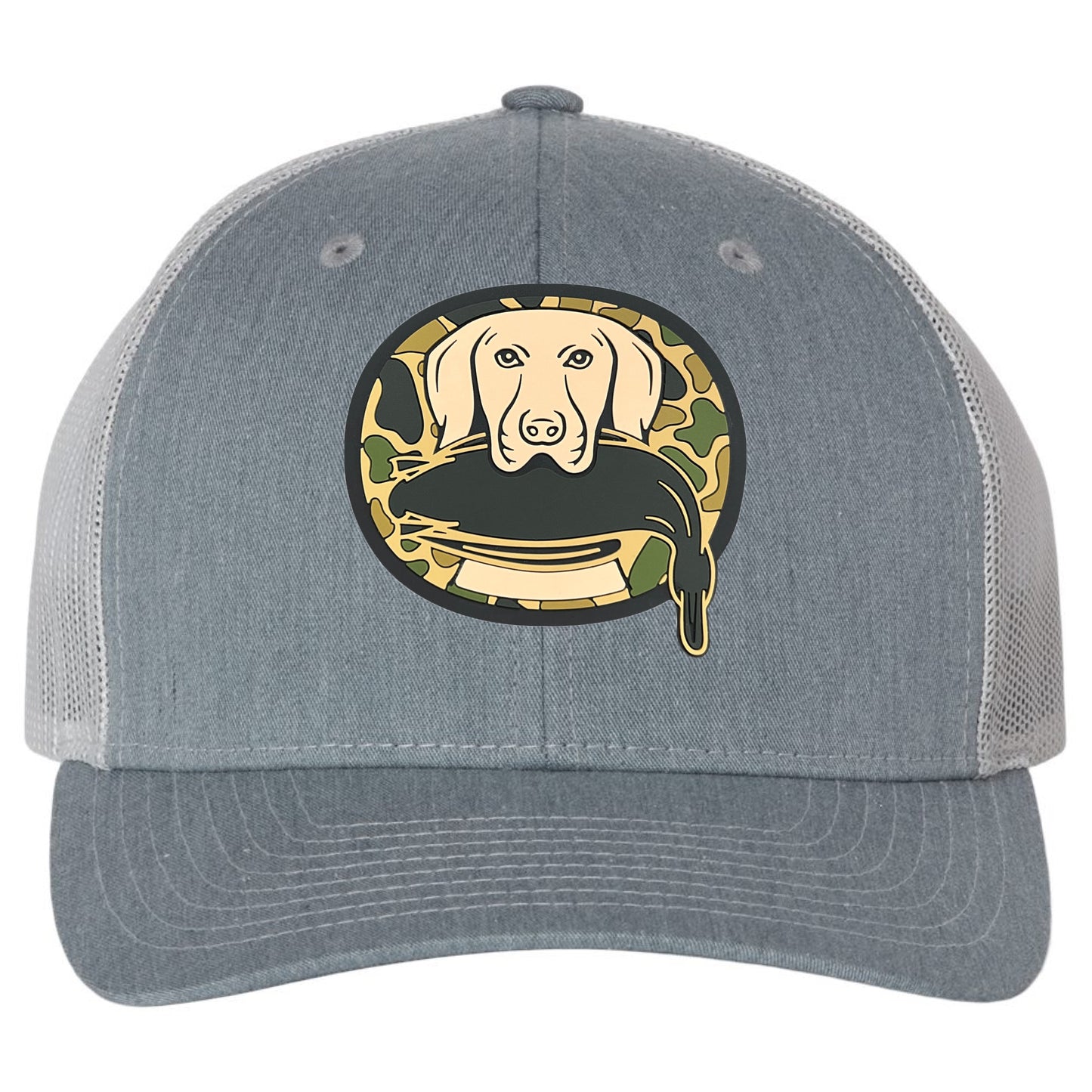 Just Retrievin' - T.G.H.C Original Duck Hunting 3D PVC Patch Hat- Heather Grey/ Light Grey - Ten Gallon Hat Co.