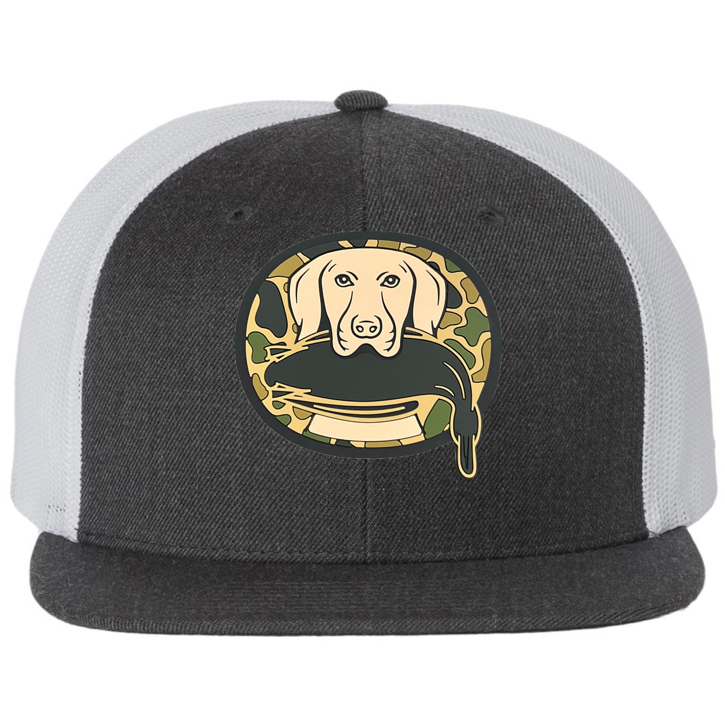 Just Retrievin' - T.G.H.C Original 3D Duck Hunting Wool Blend Flat Bill Hat-Heather Charcoal/ White - Ten Gallon Hat Co.