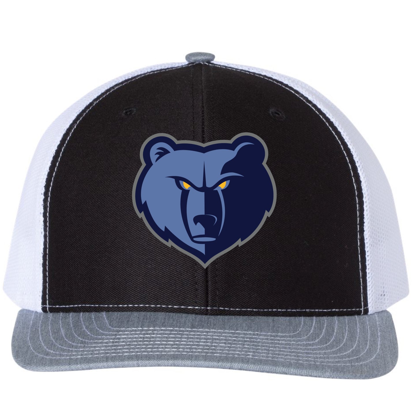 Memphis Grizzlies 3D PVC Patch Hat- Black/ White/ Heather Grey - Ten Gallon Hat Co.